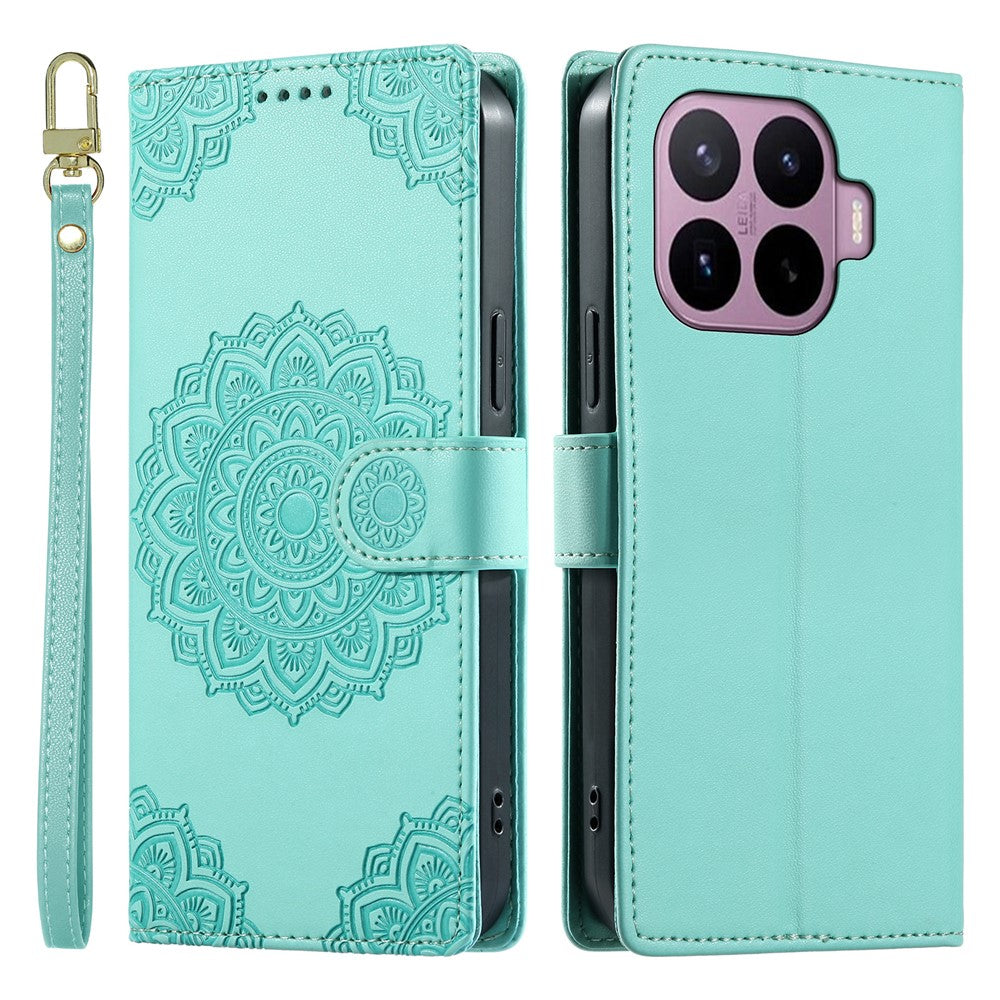 For Xiaomi 17T Pro Case Embossed Totem Leather Flip Wallet Phone Cover with Wrist Strap
