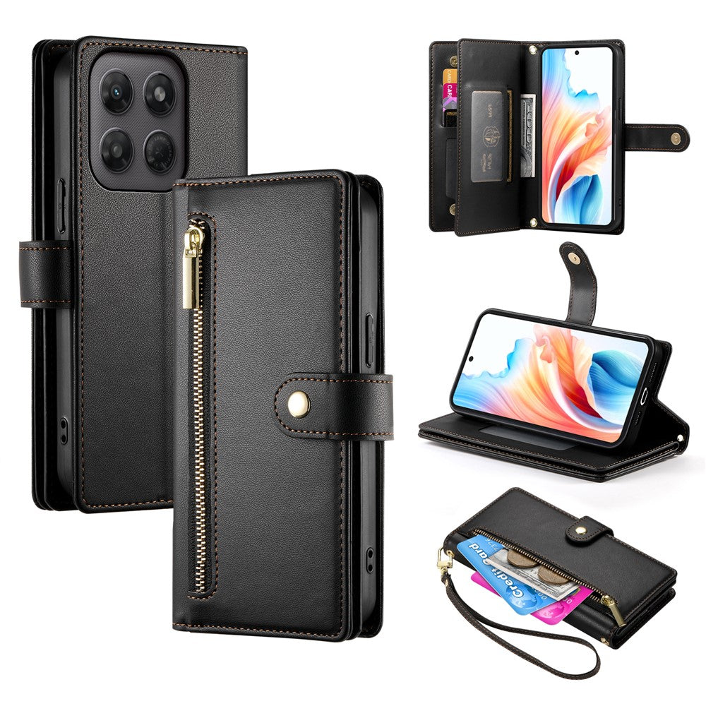 Til Motorola Edge 70 Pro 5G Læder Cover Lynlås Lomme Pung Telefon Etui med Remme