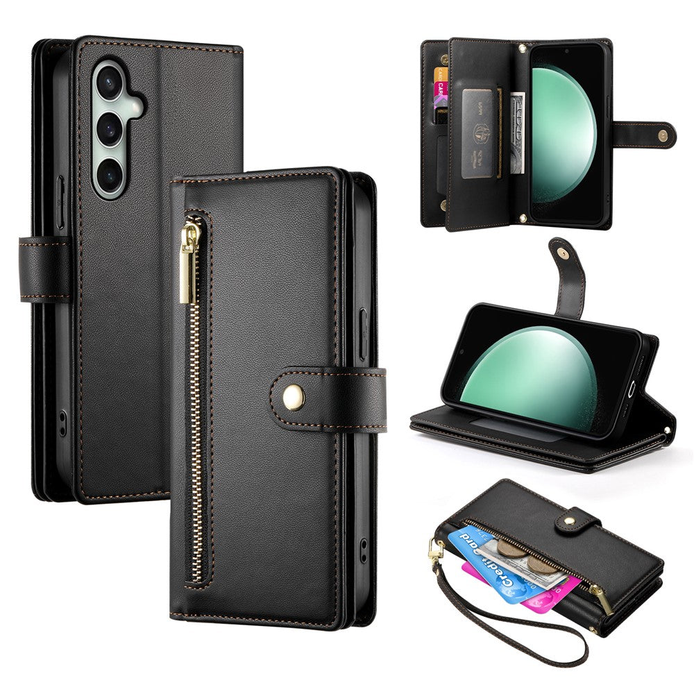 Til Samsung Galaxy S26 FE Læderetui Lynlåslomme Pung Telefoncover med Remme