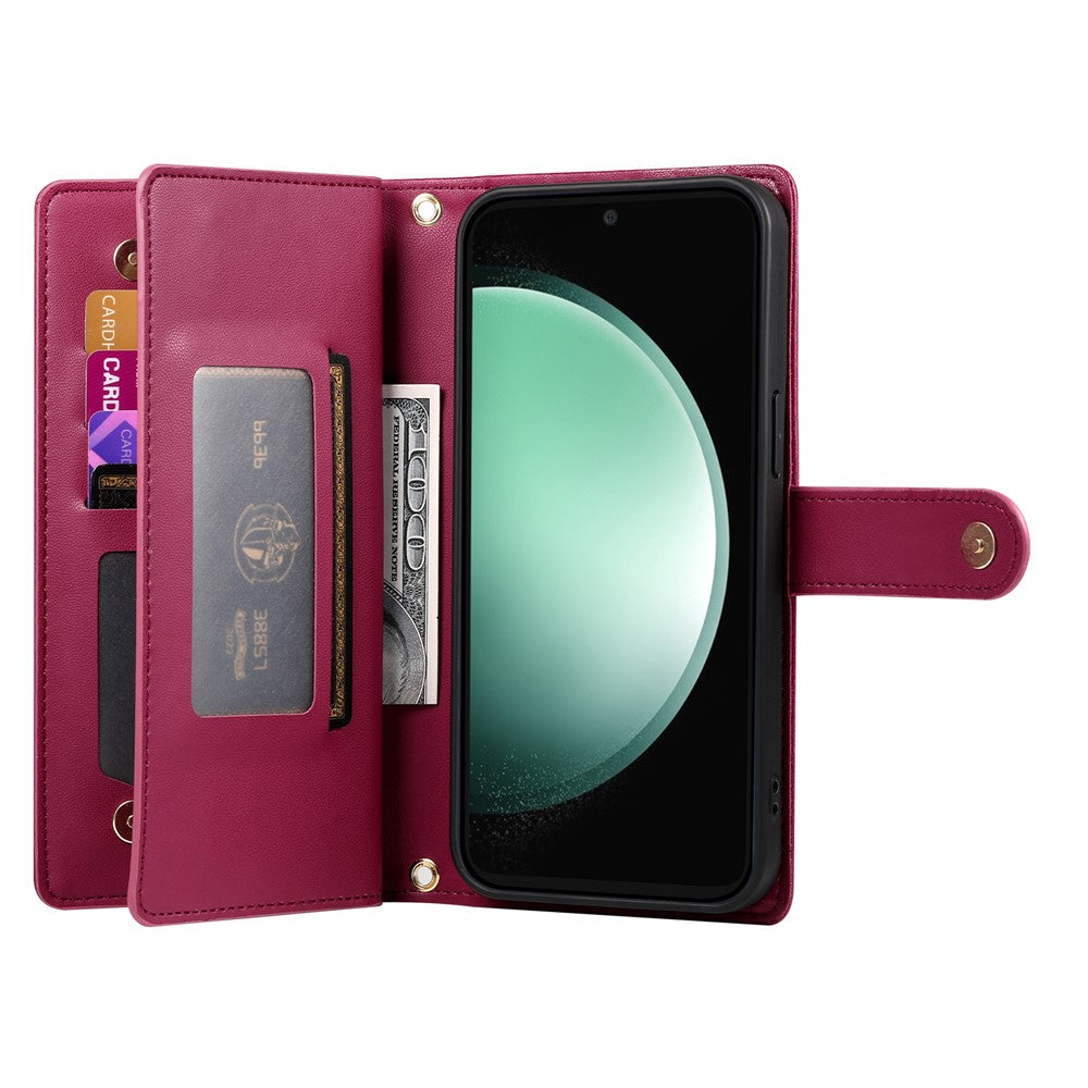 Til Samsung Galaxy S26 FE Læderetui Lynlåslomme Pung Telefoncover med Remme