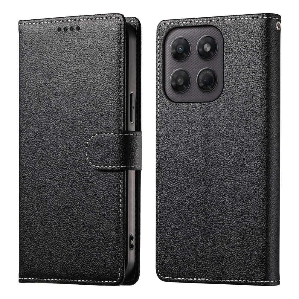 Til Motorola Edge 70 Pro 5G Etui Magnetisk Litchi Tekstur Læder Pung Telefon Cover med Håndrem