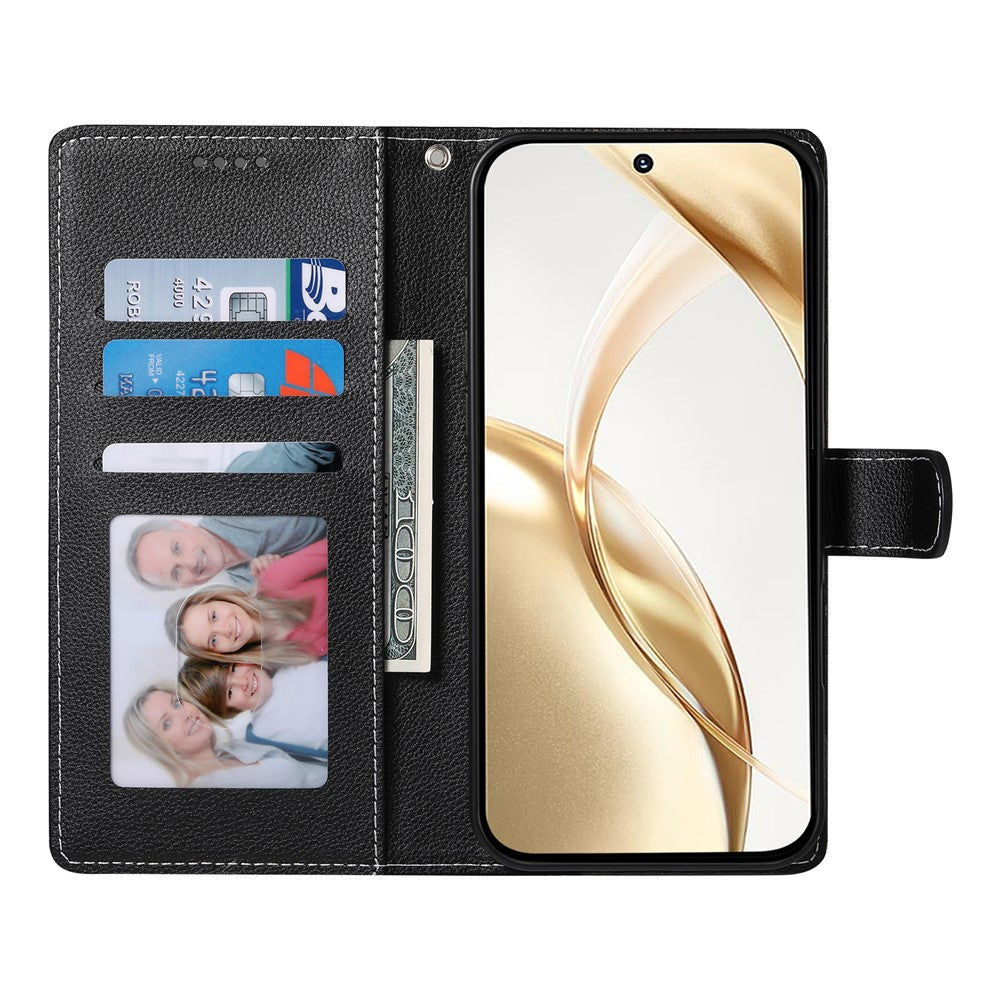 Til Motorola Edge 70 Pro 5G Etui Magnetisk Litchi Tekstur Læder Pung Telefon Cover med Håndrem
