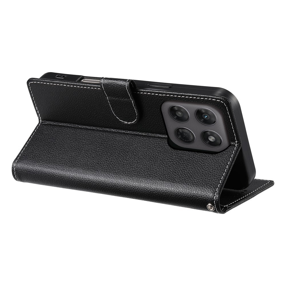 Til Motorola Edge 70 Pro 5G Etui Magnetisk Litchi Tekstur Læder Pung Telefon Cover med Håndrem