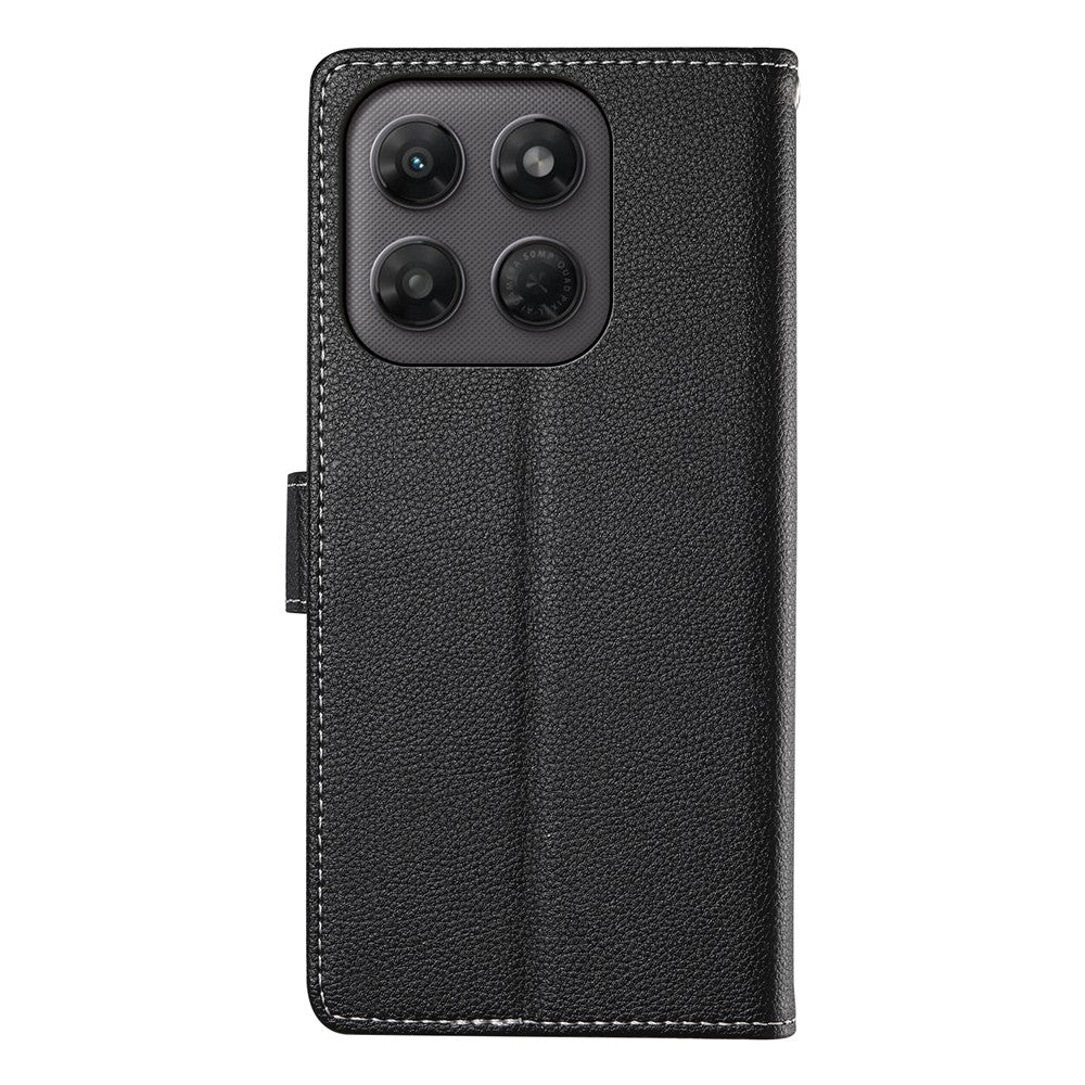 Til Motorola Edge 70 Pro 5G Etui Magnetisk Litchi Tekstur Læder Pung Telefon Cover med Håndrem