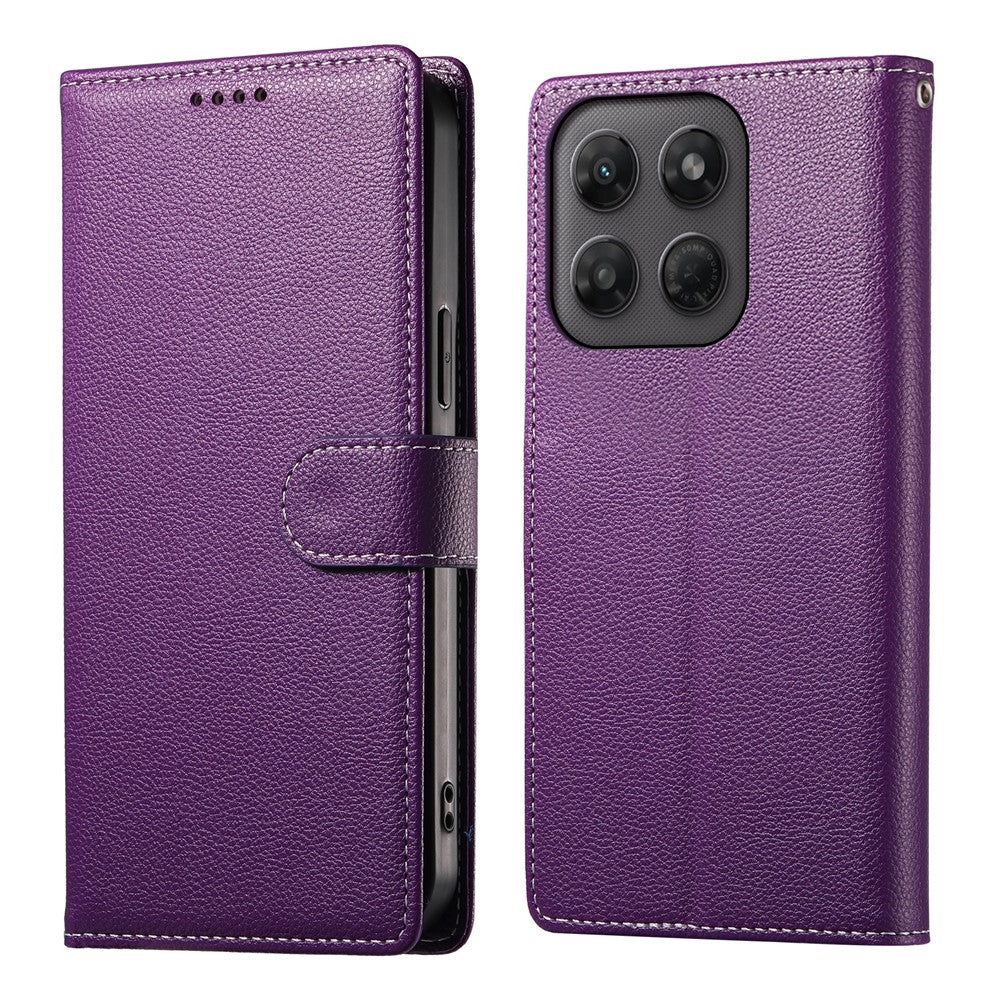 Til Motorola Edge 70 Pro 5G Etui Magnetisk Litchi Tekstur Læder Pung Telefon Cover med Håndrem