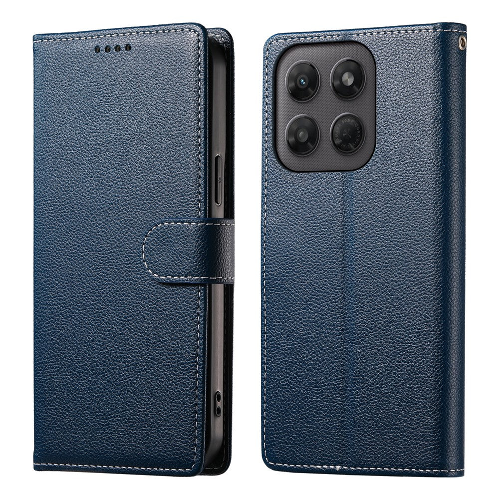 Til Motorola Edge 70 Pro 5G Etui Magnetisk Litchi Tekstur Læder Pung Telefon Cover med Håndrem