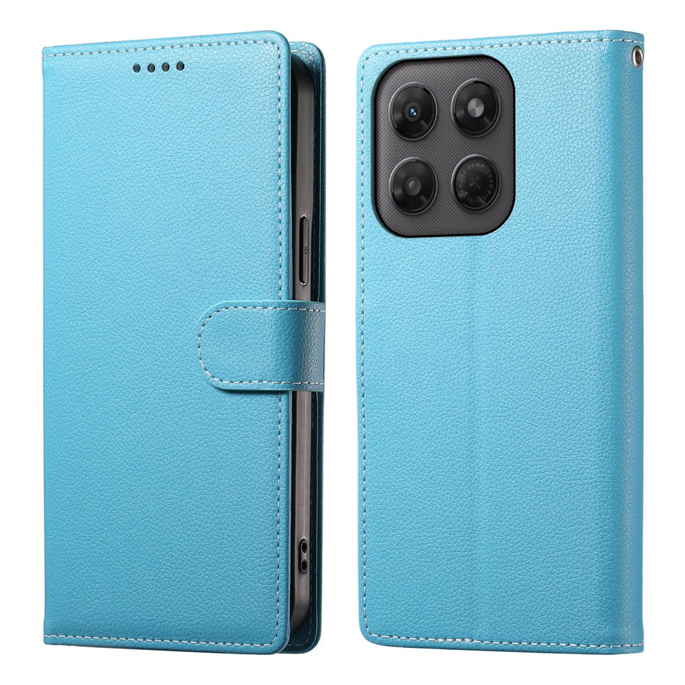 Til Motorola Edge 70 Pro 5G Etui Magnetisk Litchi Tekstur Læder Pung Telefon Cover med Håndrem