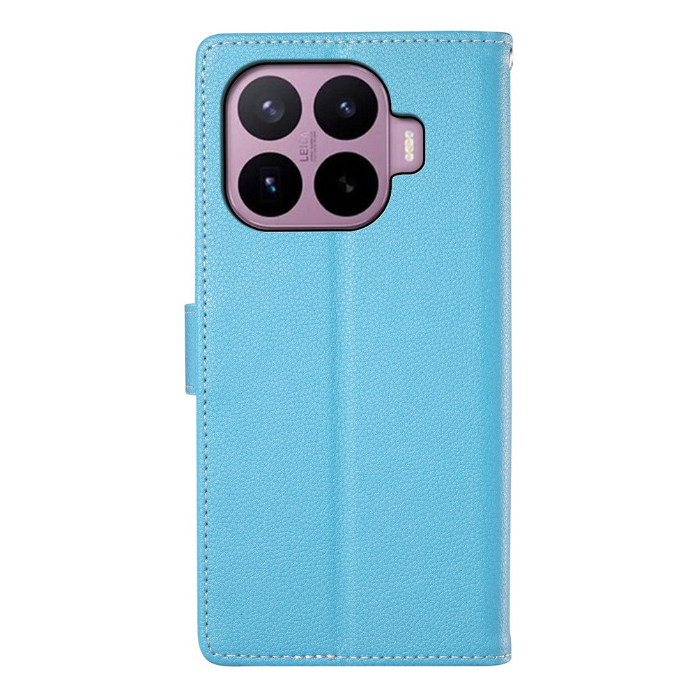 For Xiaomi 17T Case Magnetic Snap Litchi Texture Leather Wallet Phone Cover with Wrist Strap
