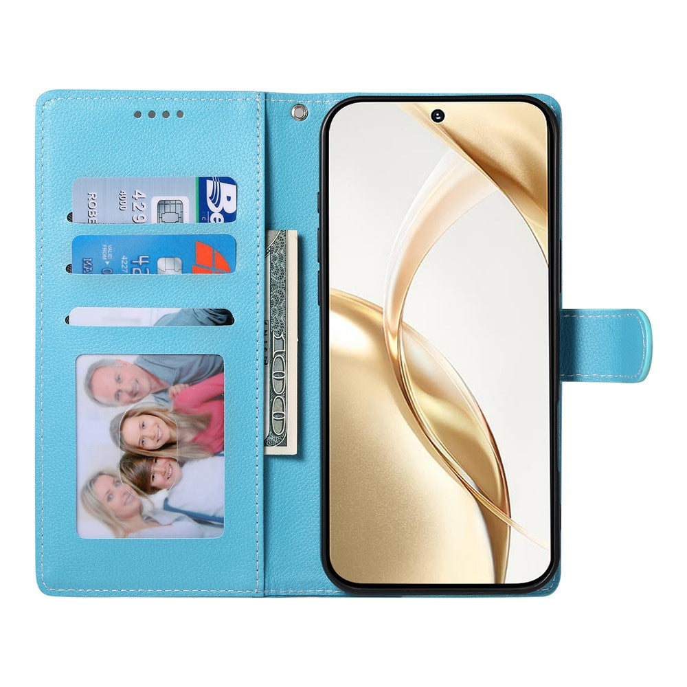 For Xiaomi 17T Pro Case Magnetic Snap Litchi Texture Leather Wallet Phone Cover with Wrist Strap