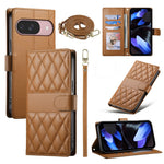 Til Google Pixel 11 / 11 Pro Pung Etui Rhombus Syninger Stativ Læder Telefoncover med Lang / Kort Rem