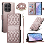 For Motorola Edge 70 Pro 5G Wallet Case Rhombus Stitching Stand Leather Phone Cover with Long   /   Short Strap