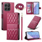 For Motorola Edge 70 Pro 5G Wallet Case Rhombus Stitching Stand Leather Phone Cover with Long   /   Short Strap