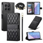 For Motorola Edge 70 Pro 5G Wallet Case Rhombus Stitching Stand Leather Phone Cover with Long   /   Short Strap