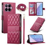 For Xiaomi 17T Wallet Case Rhombus Stitching Stand Leather Phone Cover with Long   /   Short Strap