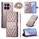 For Xiaomi 17T Pro Wallet Case Rhombus Stitching Stand Leather Phone Cover with Long   /   Short Strap