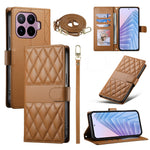 For Xiaomi 17T Pro Wallet Case Rhombus Stitching Stand Leather Phone Cover with Long / Short Strap