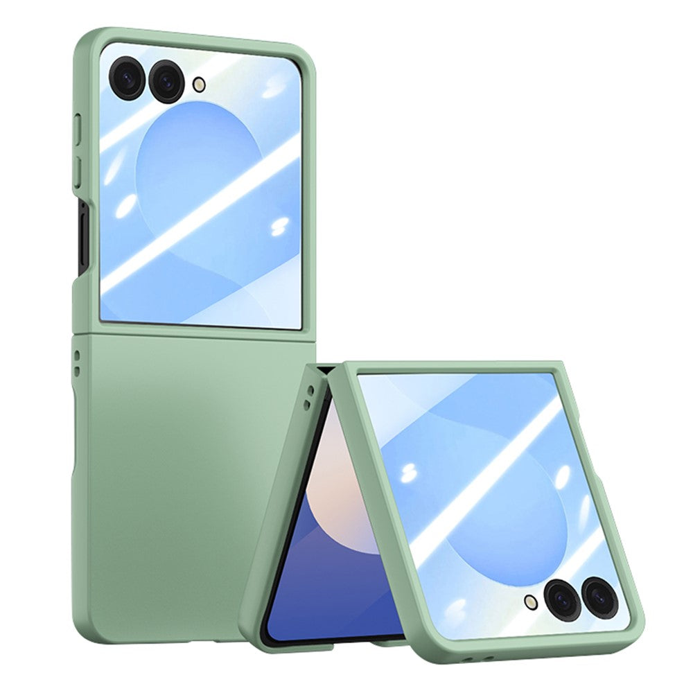 For Samsung Galaxy Z Flip8 Phone Case Hinge Design PC Cover with Tempered Glass Rear Screen Protector
