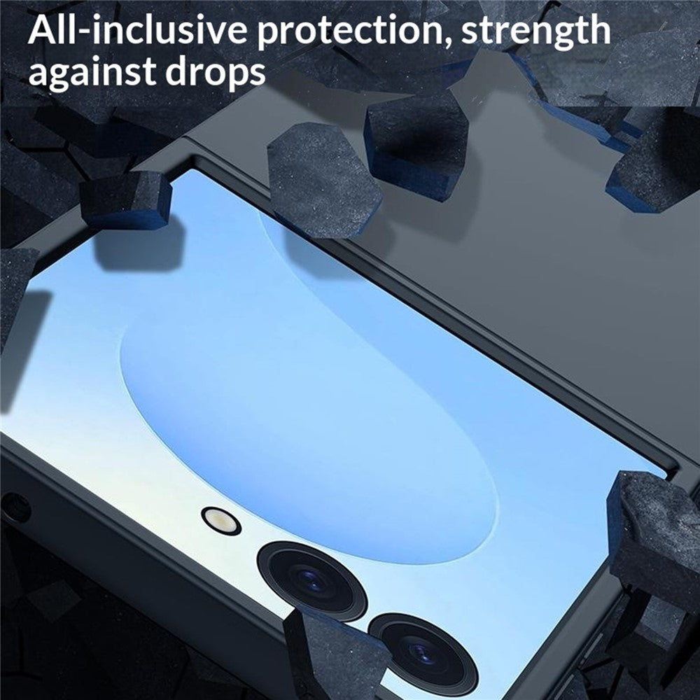 For Samsung Galaxy Z Flip8 Phone Case Hinge Design PC Cover with Tempered Glass Rear Screen Protector