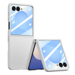 For Samsung Galaxy Z Flip8 Phone Case Hinge Design PC Cover with Tempered Glass Rear Screen Protector