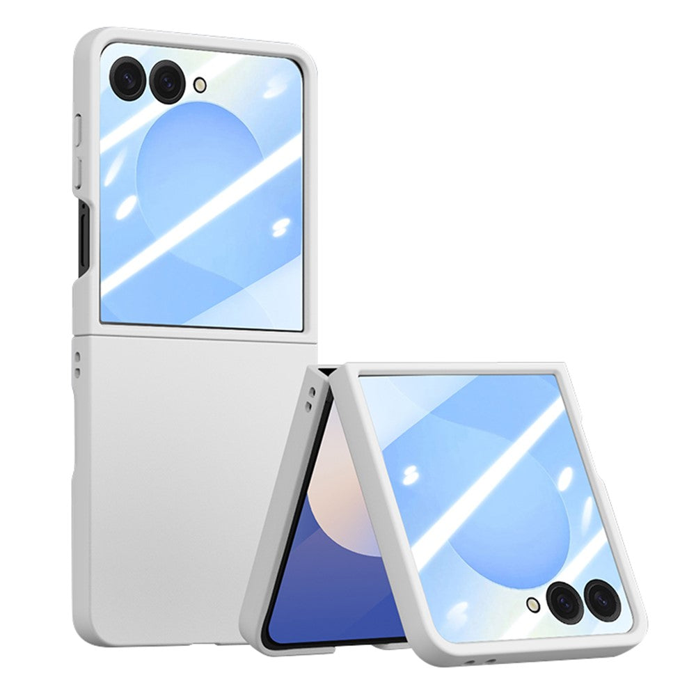 For Samsung Galaxy Z Flip8 Phone Case Hinge Design PC Cover with Tempered Glass Rear Screen Protector