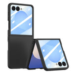 For Samsung Galaxy Z Flip8 Phone Case Hinge Design PC Cover with Tempered Glass Rear Screen Protector