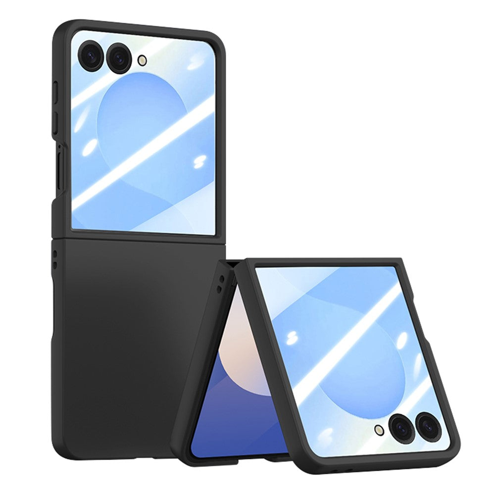 For Samsung Galaxy Z Flip8 Phone Case Hinge Design PC Cover with Tempered Glass Rear Screen Protector