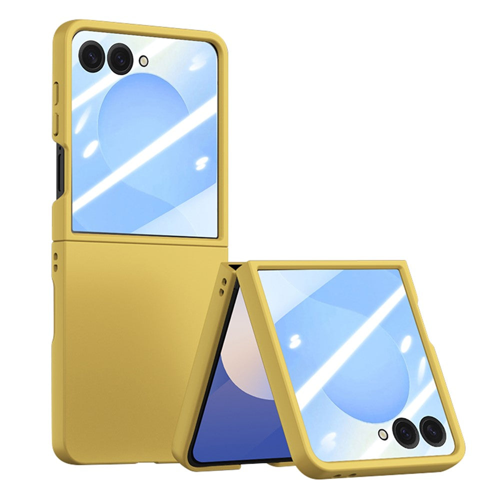 For Samsung Galaxy Z Flip8 Phone Case Hinge Design PC Cover with Tempered Glass Rear Screen Protector