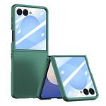 For Samsung Galaxy Z Flip8 Phone Case Hinge Design PC Cover with Tempered Glass Rear Screen Protector