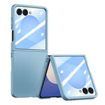 For Samsung Galaxy Z Flip8 Phone Case Hinge Design PC Cover with Tempered Glass Rear Screen Protector