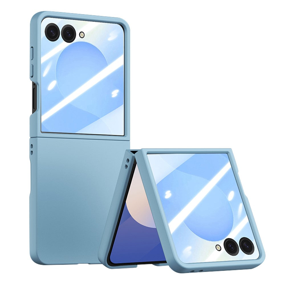 For Samsung Galaxy Z Flip8 Phone Case Hinge Design PC Cover with Tempered Glass Rear Screen Protector