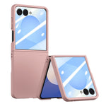For Samsung Galaxy Z Flip8 Phone Case Hinge Design PC Cover with Tempered Glass Rear Screen Protector