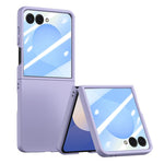 For Samsung Galaxy Z Flip8 Phone Case Hinge Design PC Cover with Tempered Glass Rear Screen Protector