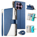 For Xiaomi 17T Leather Case Zipper Wallet Color Splicing Flip Phone Cover with Straps