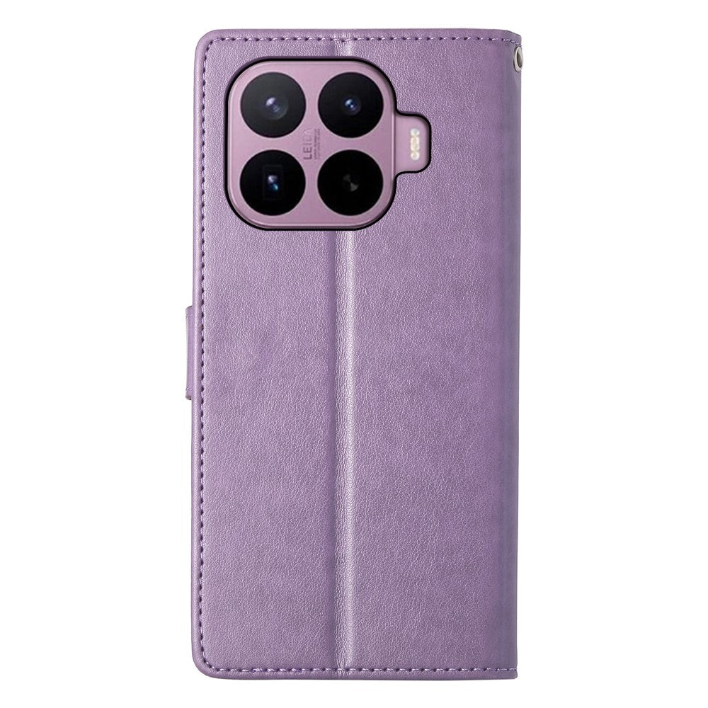 Til Xiaomi 17T Pung-etui Sommerfugl Blomsteraftryk PU Læder Telefoncover med Håndrem