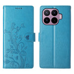 For Xiaomi 17T Wallet Case Butterfly Floral Imprint PU Leather Phone Cover with Wrist Strap