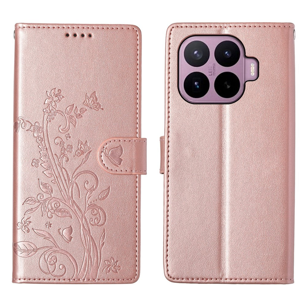 Til Xiaomi 17T Pung-etui Sommerfugl Blomsteraftryk PU Læder Telefoncover med Håndrem