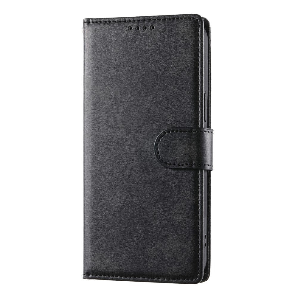Til Motorola Edge 70 Pro 5G Etui Stativ Pung Kalvetekstur PU Læder Flip Telefoncover med Håndledsrem