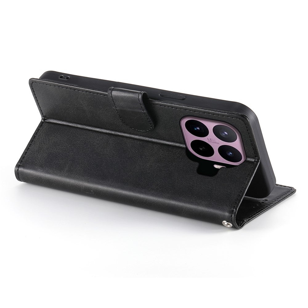 For Xiaomi 17T Case Stand Wallet Calf Texture PU Leather Flip Phone Cover with Wrist Strap