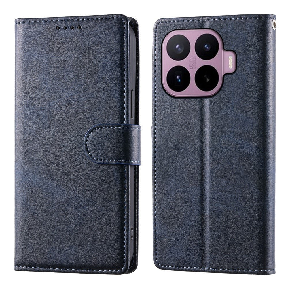 For Xiaomi 17T Case Stand Wallet Calf Texture PU Leather Flip Phone Cover with Wrist Strap