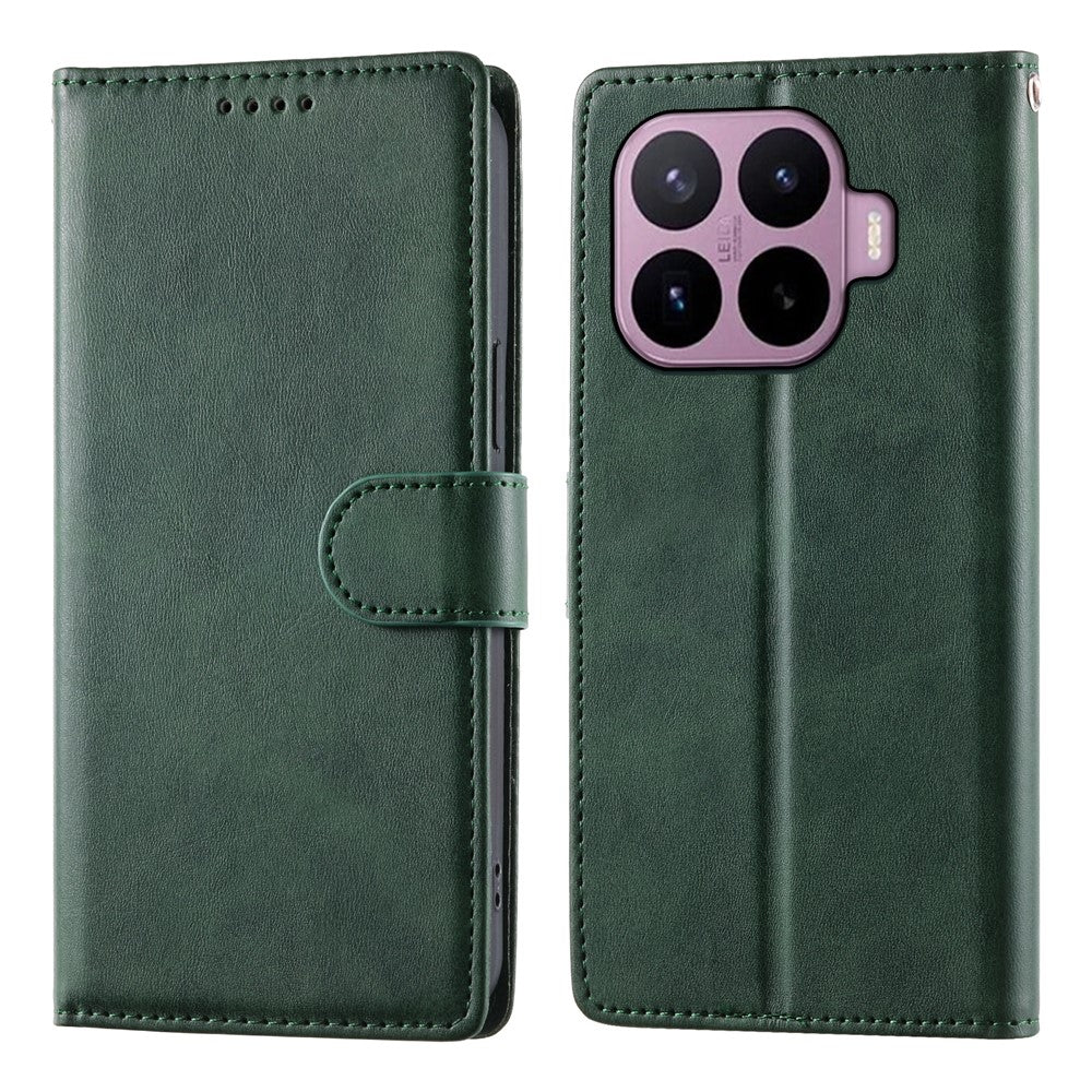 For Xiaomi 17T Case Stand Wallet Calf Texture PU Leather Flip Phone Cover with Wrist Strap