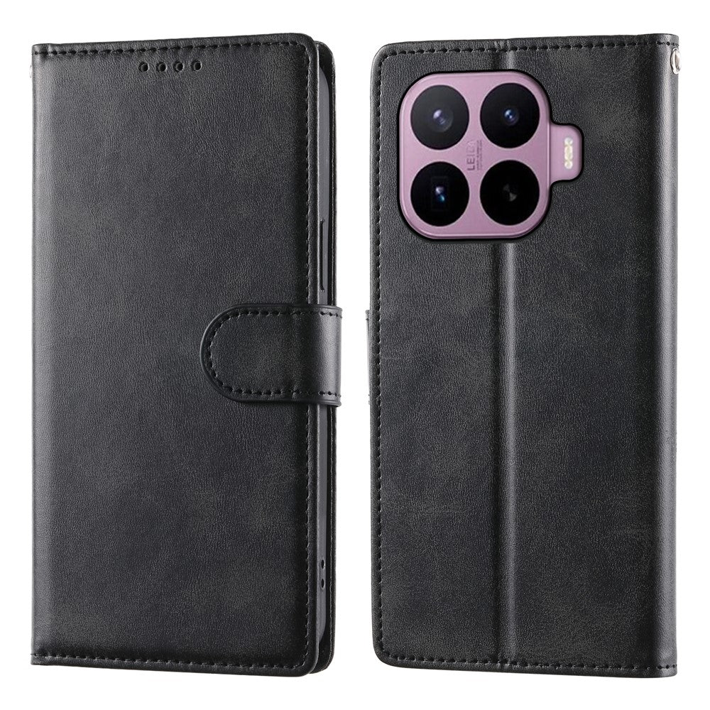 For Xiaomi 17T Pro Case Stand Wallet Calf Texture PU Leather Flip Phone Cover with Wrist Strap