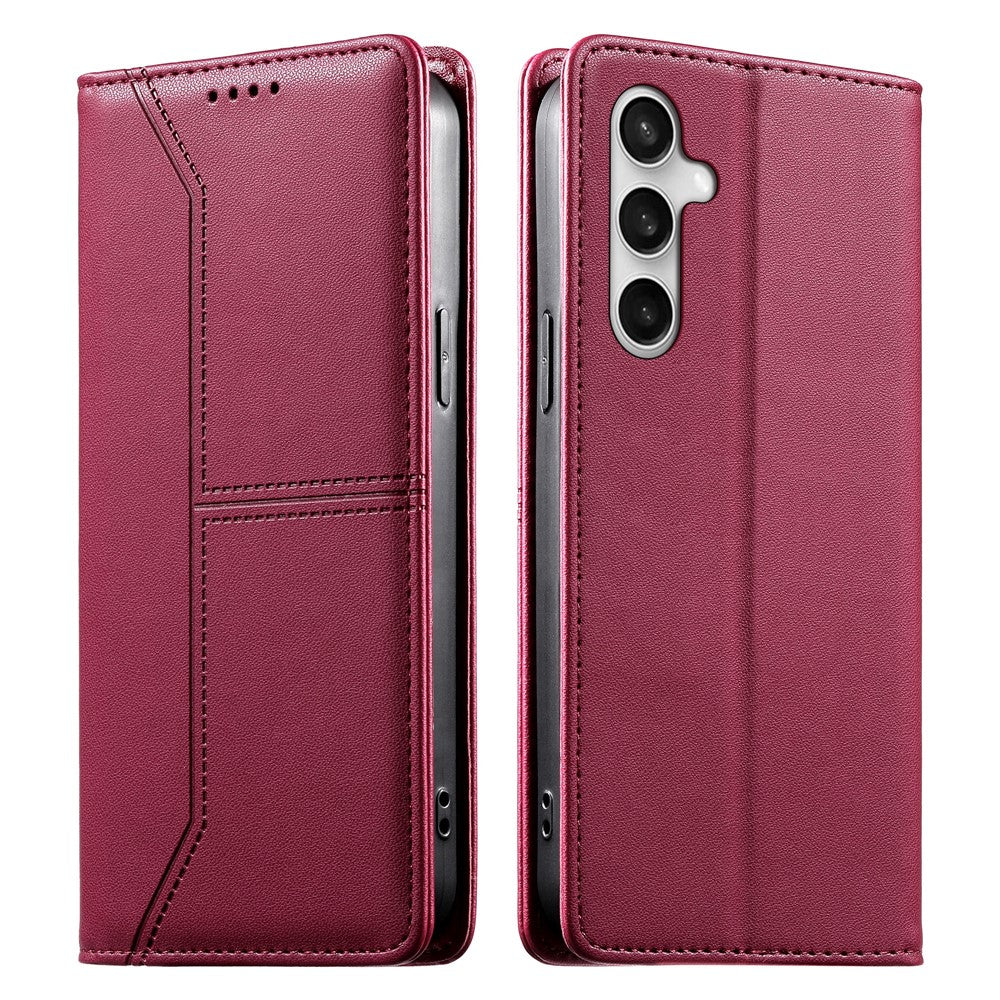 For Samsung Galaxy S26 FE Wallet Stand Case Line Splicing TPU PU Leather Phone Cover