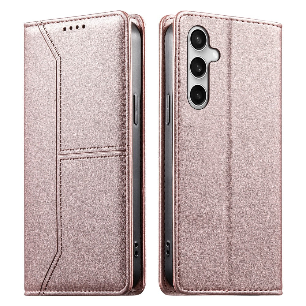 For Samsung Galaxy S26 FE Wallet Stand Case Line Splicing TPU PU Leather Phone Cover