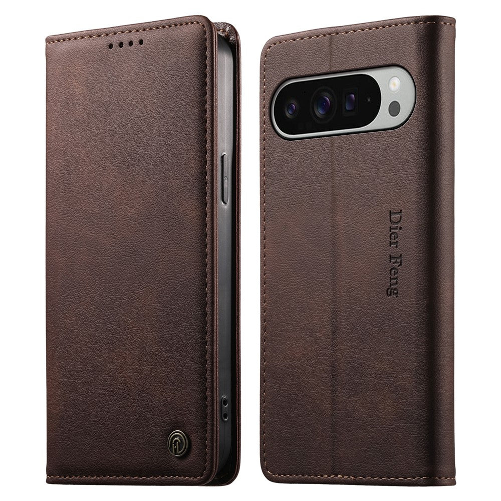 DIERFENG DF-019 for Google Pixel 11 Pro XL Leather Wallet Case Magnetic Flip Cover with Card Slots RFID Blocking
