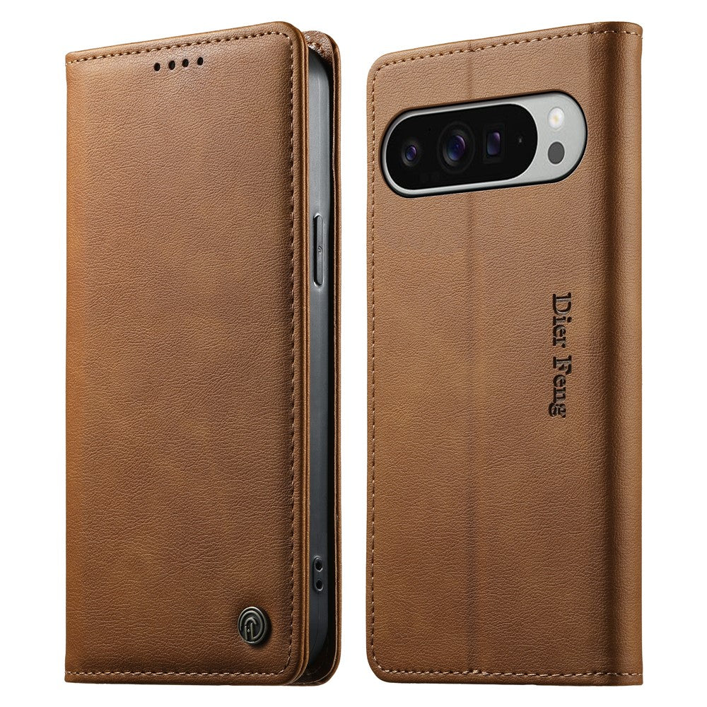 DIERFENG DF-019 for Google Pixel 11 Pro XL Leather Wallet Case Magnetic Flip Cover with Card Slots RFID Blocking