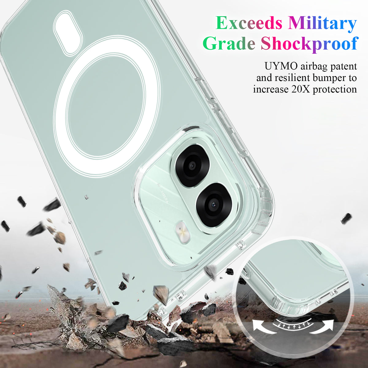 For Oppo A6x 5G / Oppo A6t 4G / Oppo A6t 5G / Oppo K14x 5G / Oppo A6k 5G / Oppo A6 5G / Oppo A6 4G / Oppo A6t Pro 4G / Oppo K14 5G / Oppo A6s 4G / OPPO A6s 5G / Oppo A6x 4G Clear Phone Magnetic Case TPU + Acrylic Back Cover