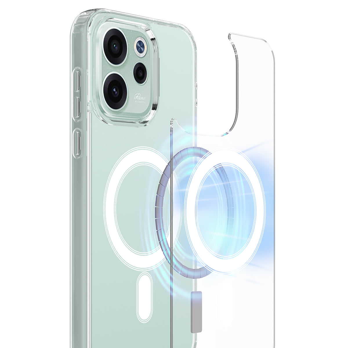 Oppo Reno15 FS 5G / Oppo Reno15 F 5G gennemsigtigt magnetisk mobilcover med TPU + akryl-bagside
