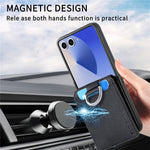 For Samsung Galaxy Z Flip8 Case Card Holder Kickstand PU + PC Phone Cover with Finger Ring