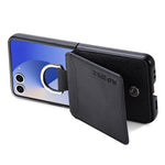 For Samsung Galaxy Z Flip8 Case Card Holder Kickstand PU + PC Phone Cover with Finger Ring