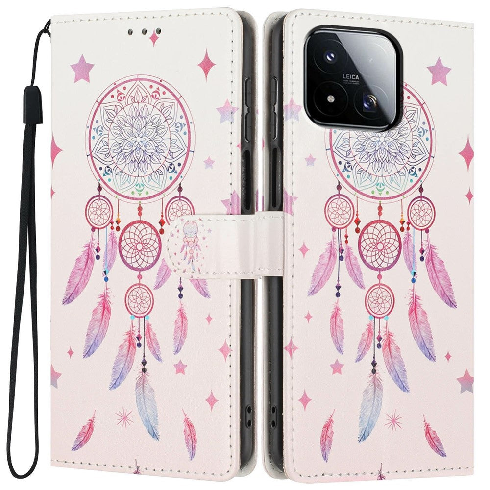 For Xiaomi 17 Max Wallet Case Pattern Printing PU Leather Stand Flip Phone Cover with Wrist Strap